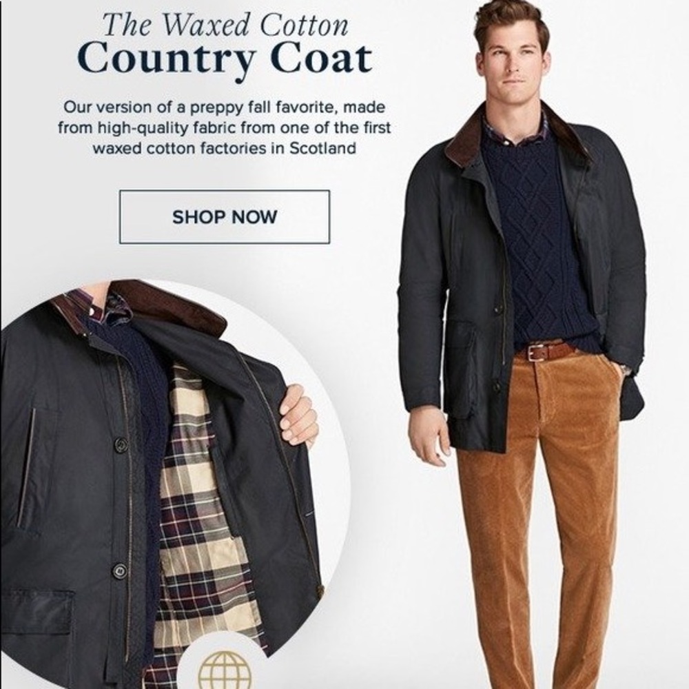 Brooks Brother Navy Cotton Country Coat - barely worn